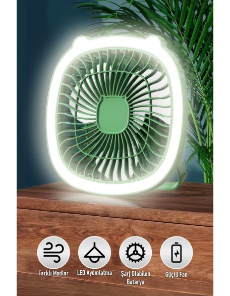 LED Işıklı Sessiz Masa ve Duvar Tipi Fan | USB Şarjlı Mini Kare Vantilatör LED Işıklı Sessiz Masa ve Duvar Tipi Fan | USB Şarjlı Mini Kare Vantilatör